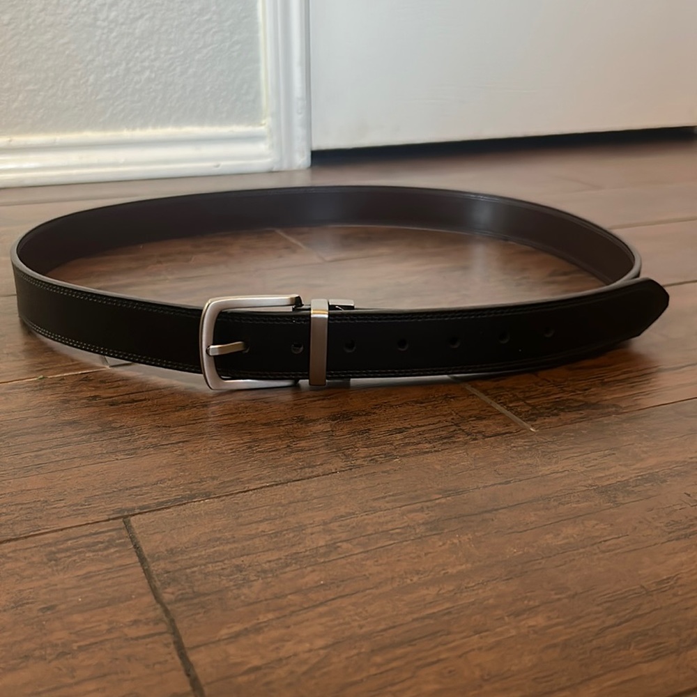 Dickies Genuine Leather Silver Black Belt